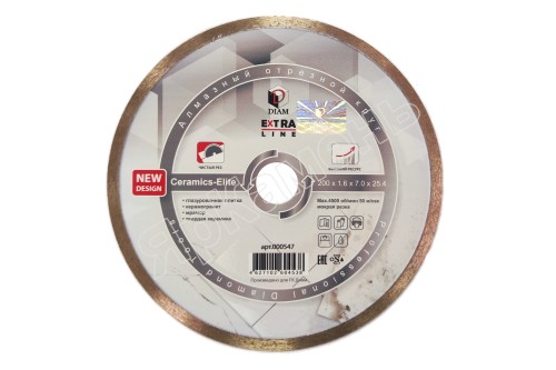 Алмазный диск DIAM 200x1,6x7,0x25,4 1A1R CERAMICS-ELITE (Керамика) 